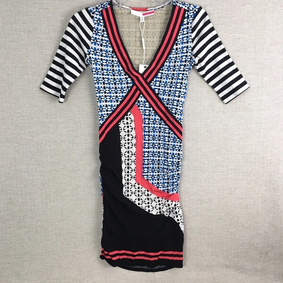 Tracy Reese Tee Dress Geometric Print Bodycon Stretchy Size M - Picture 8 of 9